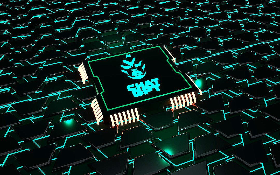 a computer chip that is glowing green in the dark