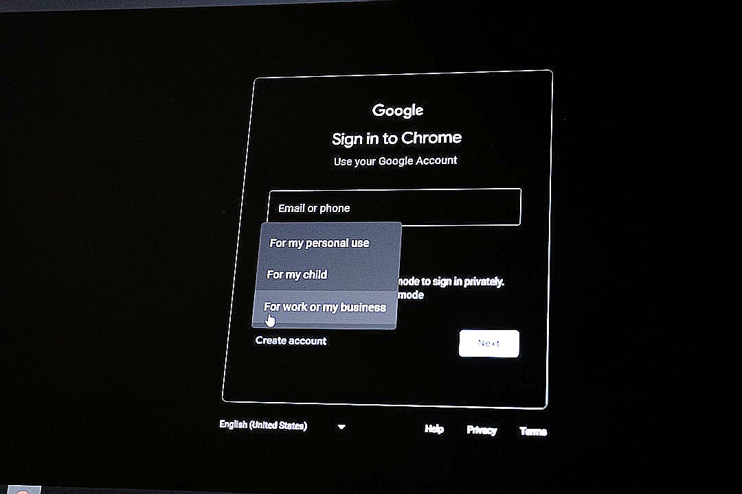 Google sign in to chrome screen