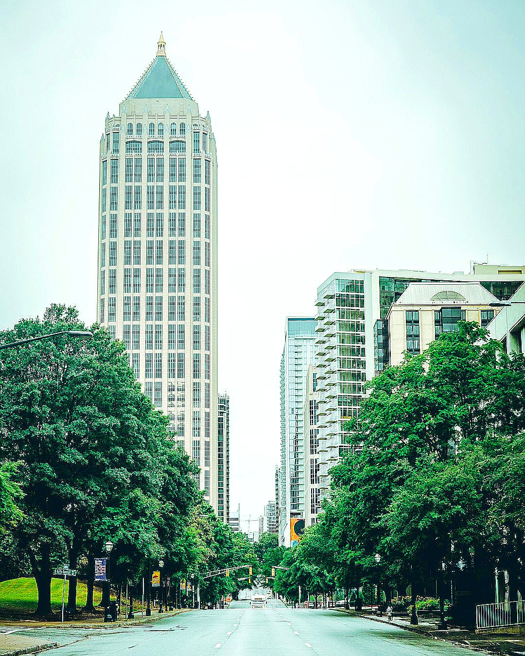 road between buildings