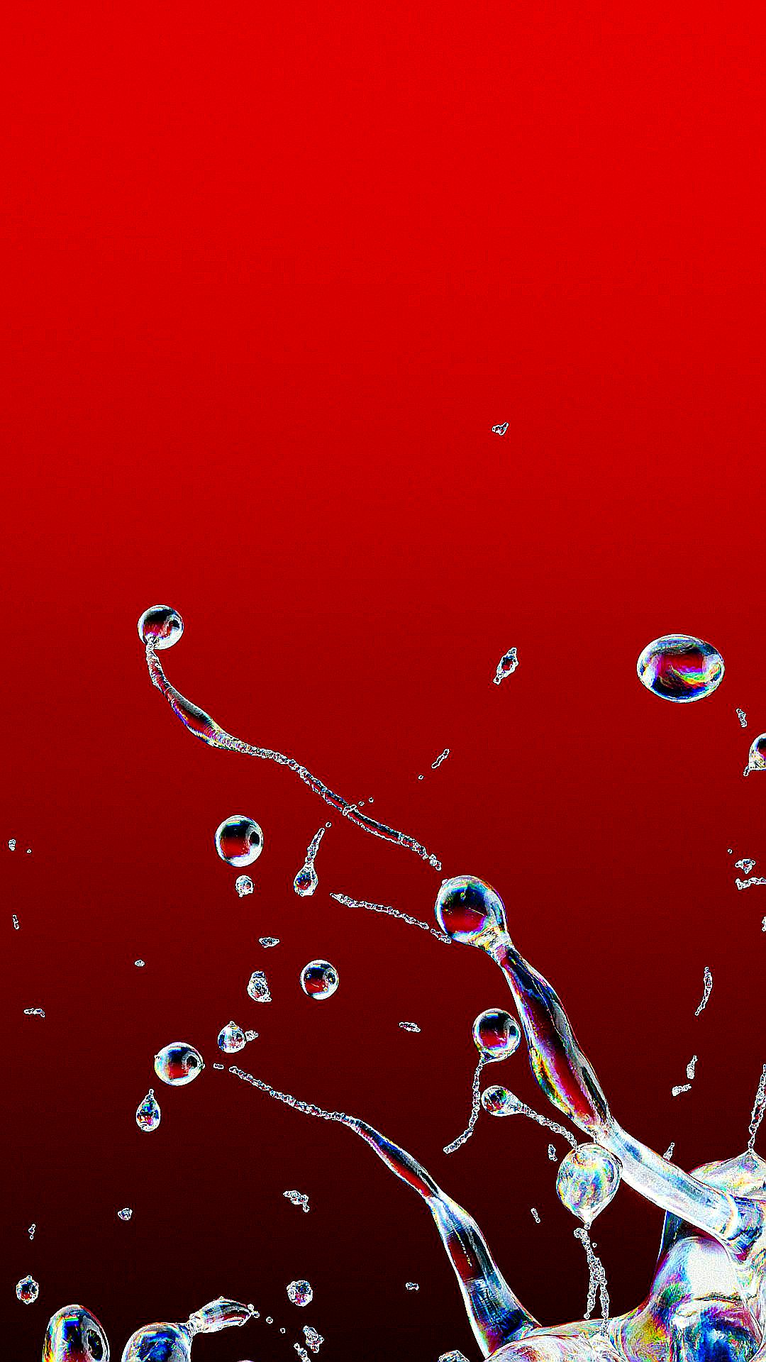 Water splashes against a red background.