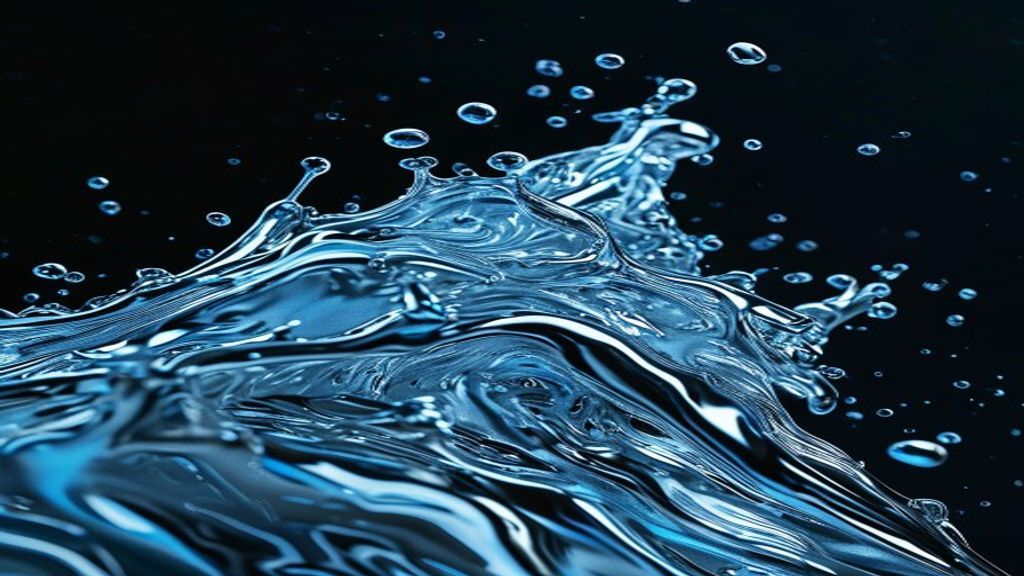 A cascading flow of liquid chrome symbols against a matte black background. High-speed photography, sharp focus on metal