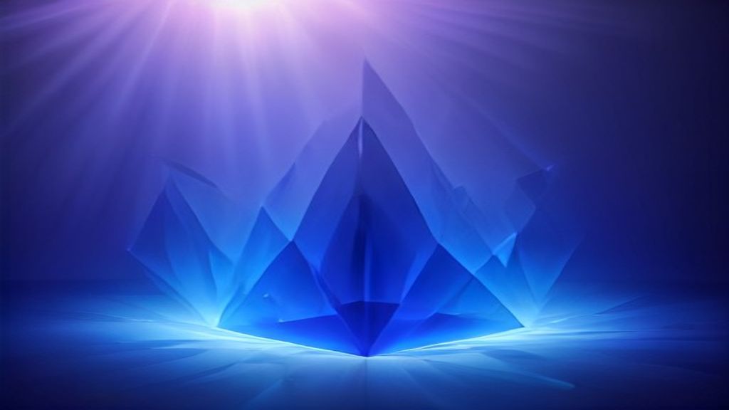 Modern abstract visualization of memory banks as floating translucent glass cubes. Vibrant shards of light refracting th