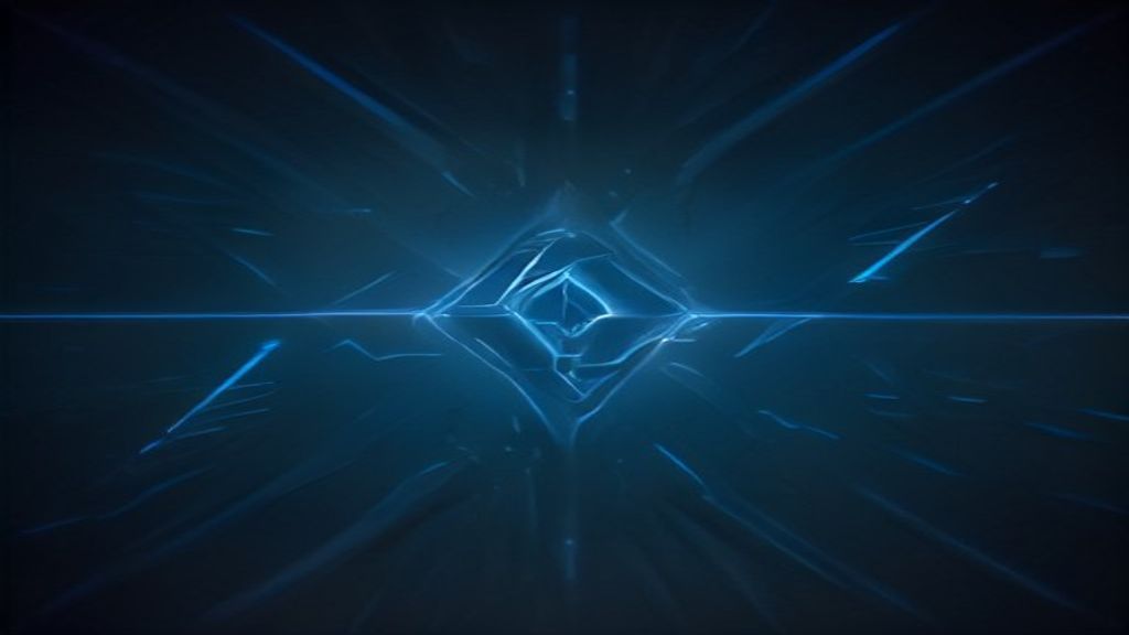Abstract modern visualization of magnetic logic gates. Glowing neon geometric patterns intersecting in a dark void. Elec