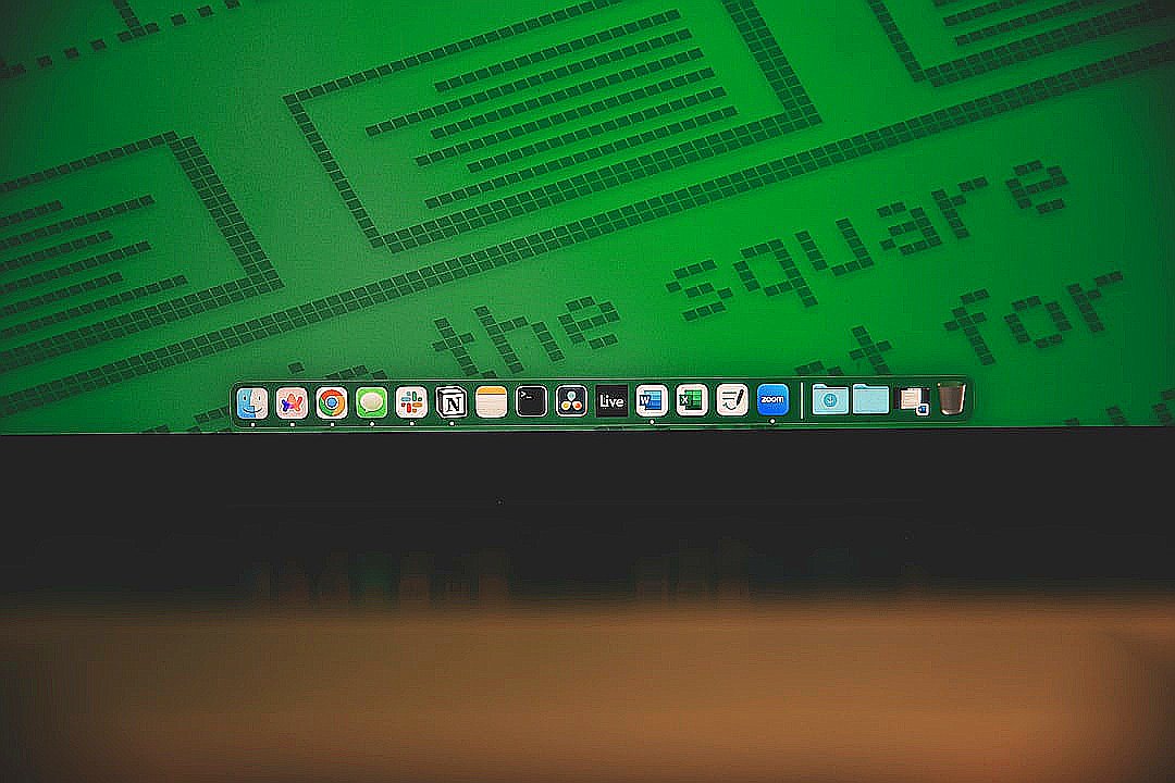 A computer screen with a green background
