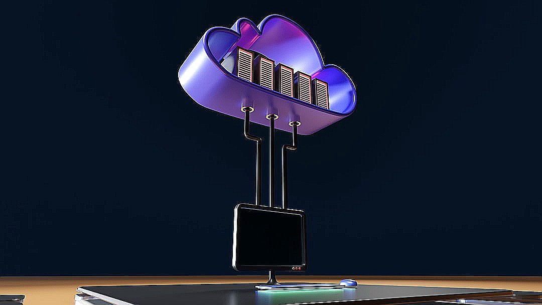 a computer tower with a purple light