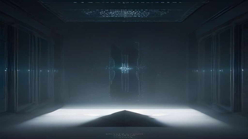 A wide cinematic shot of a monolithic processor floating in a dark void, emitting pulses of light through intricate etch
