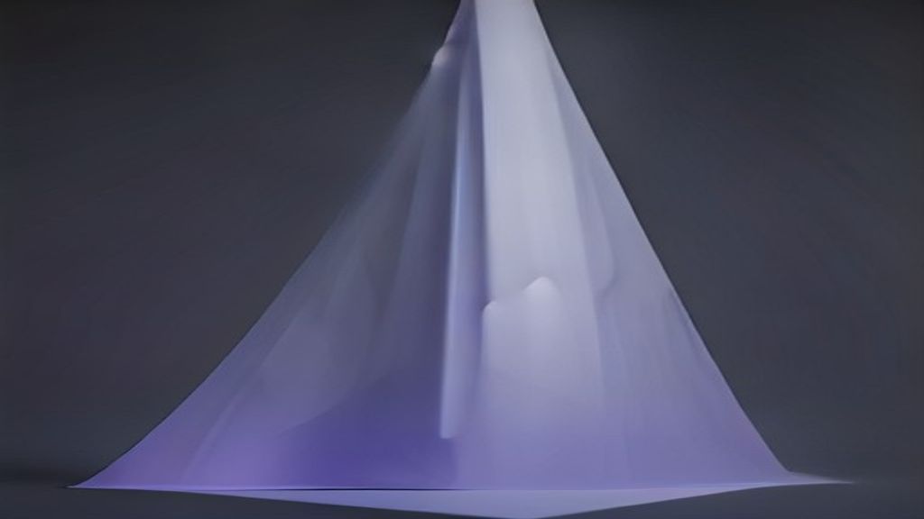 A futuristic architectural lattice of glowing white light weaving itself into a complex geometric spire. Soft volumetric