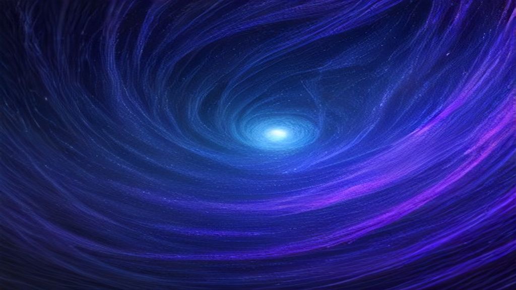 Abstract visualization of a world being woven from liquid light filaments. Swirling currents of silver and neon violet, 