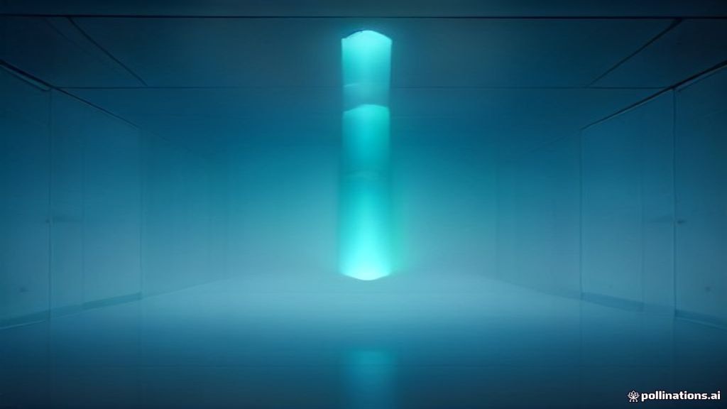 A futuristic architectural vista of floating obsidian monoliths aligning in a perfect, minimal grid. Cold atmospheric li