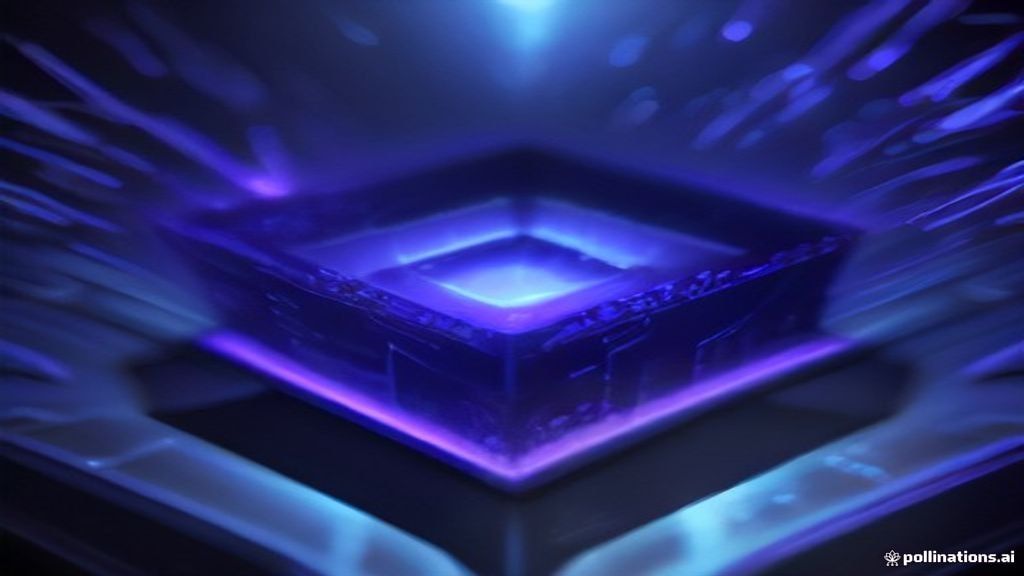A macro photorealistic shot of a futuristic processor core. Ethereal holographic currents flowing around a central singu