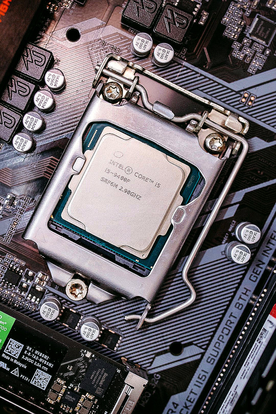 Central processing unit installed on a computer motherboard
